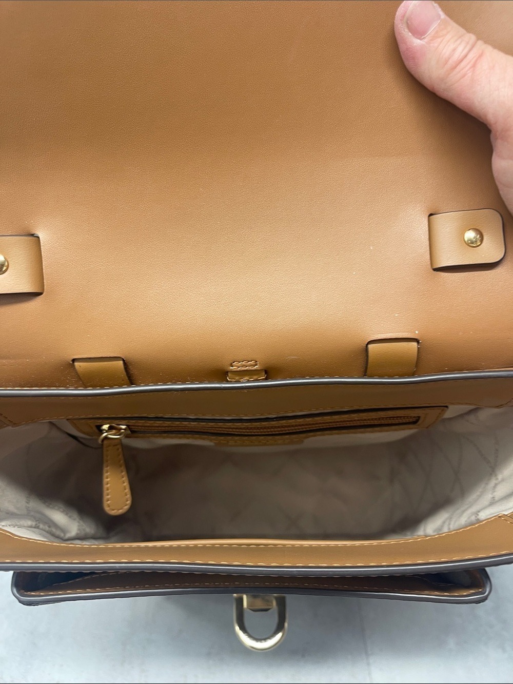 Michael Kors Manhattan Backpack Satchel & Matching Wallet Brown MK Logo - Picture 11 of 15
